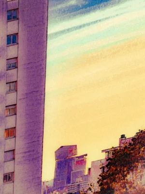 Paris, tour (jaune/mauve)