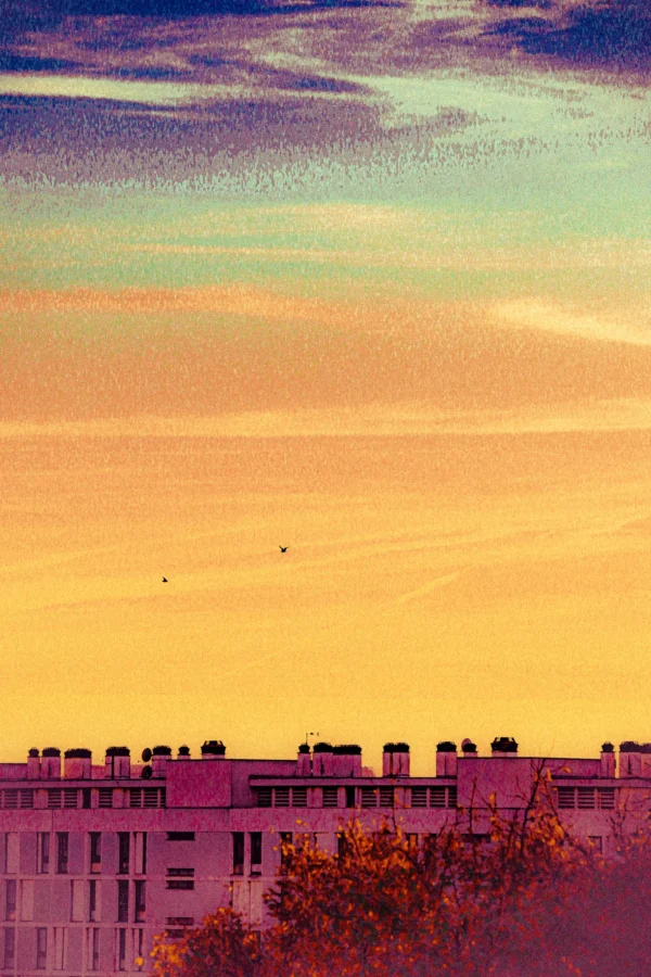 Paris, ciel (orange/mauve)